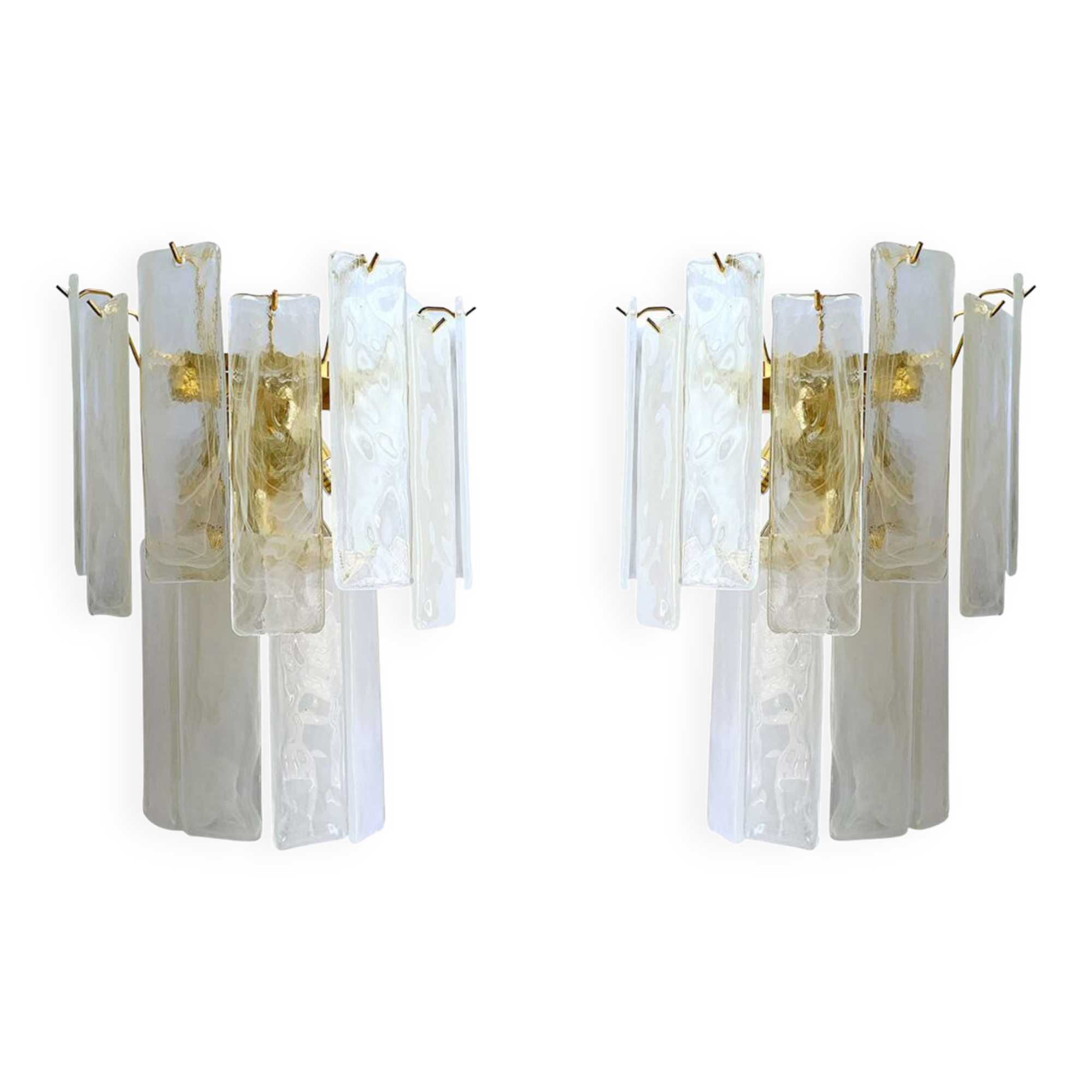 Venied-white alabastro strips “listelli” murano glass wall sconces