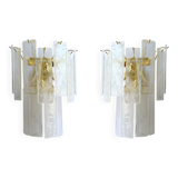 Venied-white alabastro strips “listelli” murano glass wall sconces