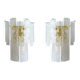 Venied-white alabastro strips “listelli” murano glass wall sconces