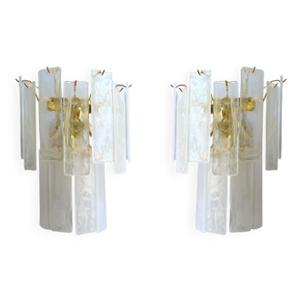 Venied-white alabastro strips “listelli” murano glass wall sconces