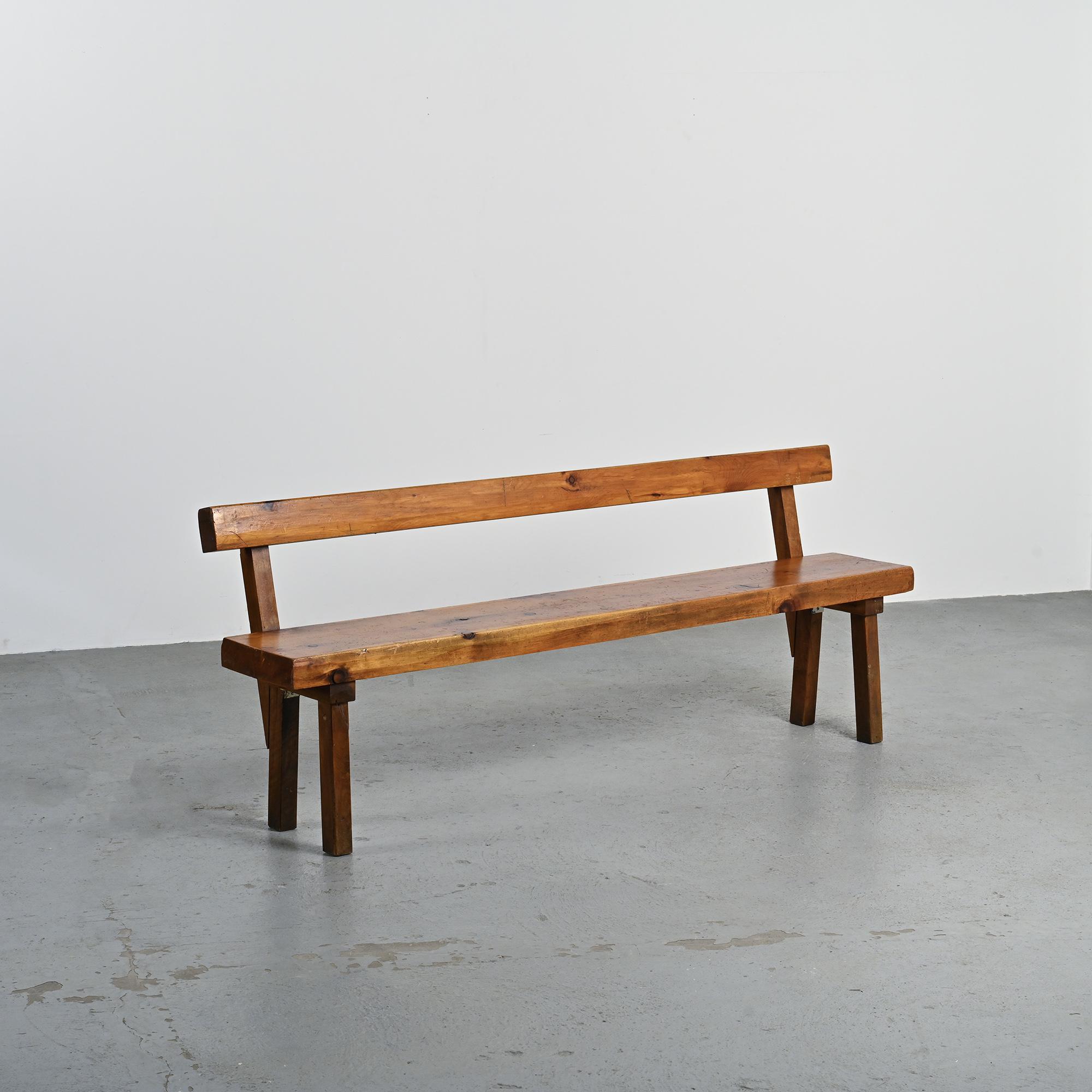 Banc en pin massif par Christian Durupt, circa 1960