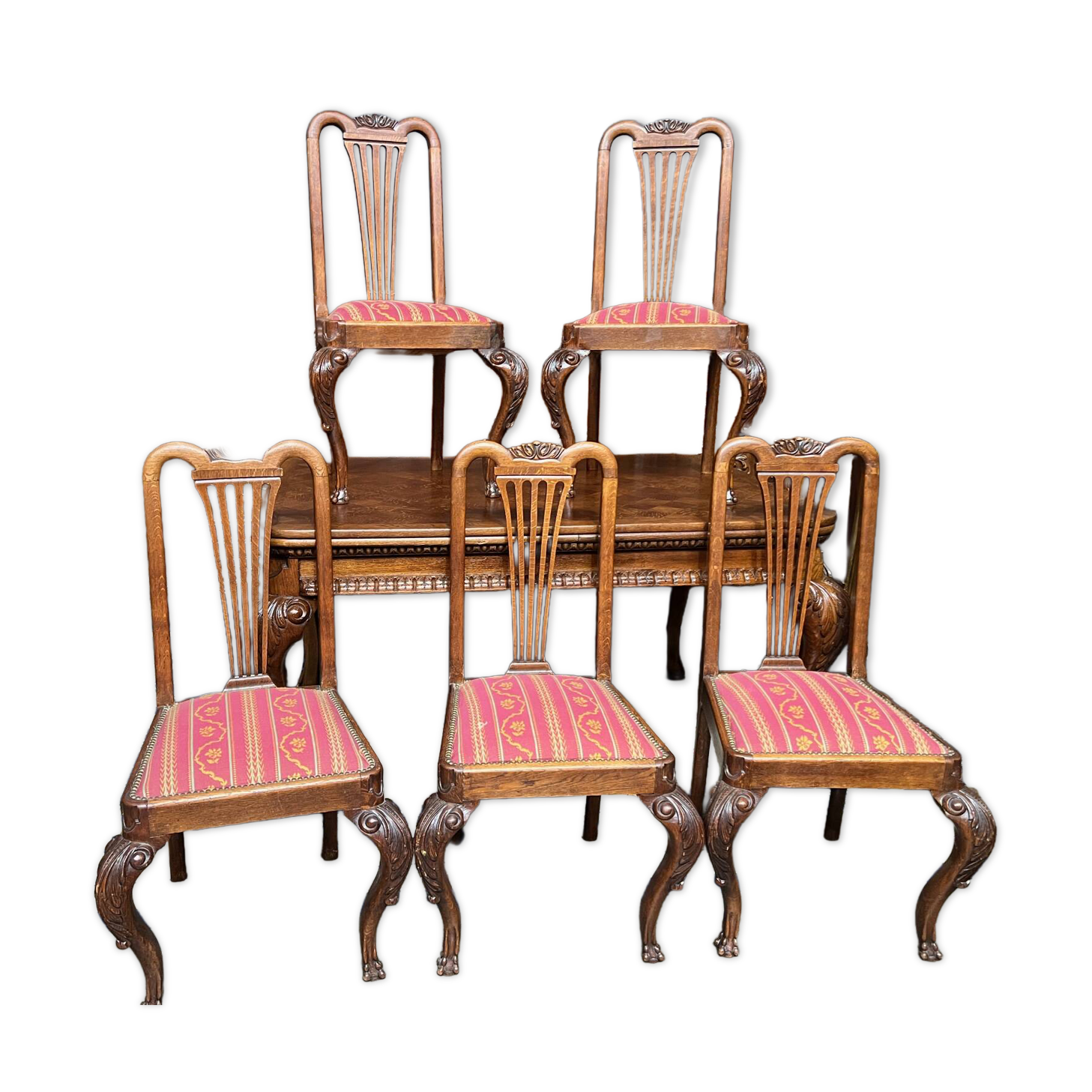 Ensemble - 5 chaises style Chippendale.