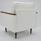 Fauteuil cube original des années 70, entièrement restauré, bouclé blanc