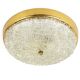 Applique Plafond Ronde J.T. Kalmar en Laiton et Verre Texturé, Moderne du Milieu du Siècle, Autriche, Années 1950