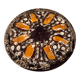 Round plate Vallauris glazed ceramic in brown and orange and Fat Lava A036