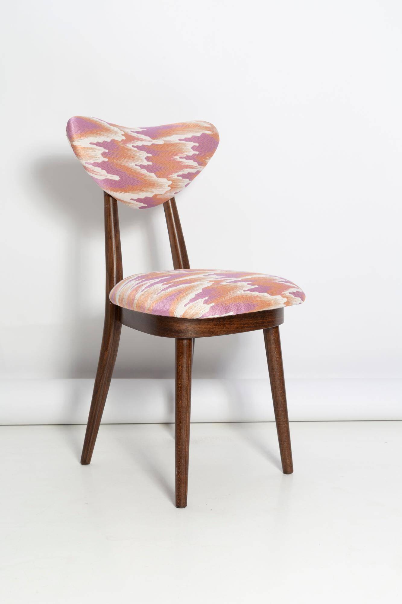 Heart-shaped chair mid-century in Fandango pink jacquard, Dedar, Europe, 1960s