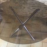 Vintage table roche bobois chrome and glass