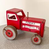 Large wooden tractor "La Ferme de Joujoulac", vintage toy.