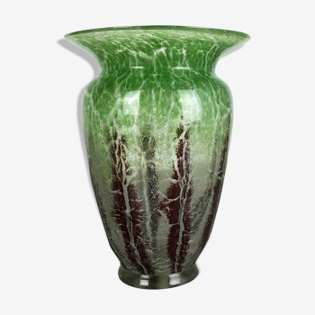 German glass vase by Karl Wiedmann for WMF Ikora, 1930s Bauhaus Art Deco