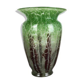 German glass vase by Karl Wiedmann for WMF Ikora, 1930s Bauhaus Art Deco