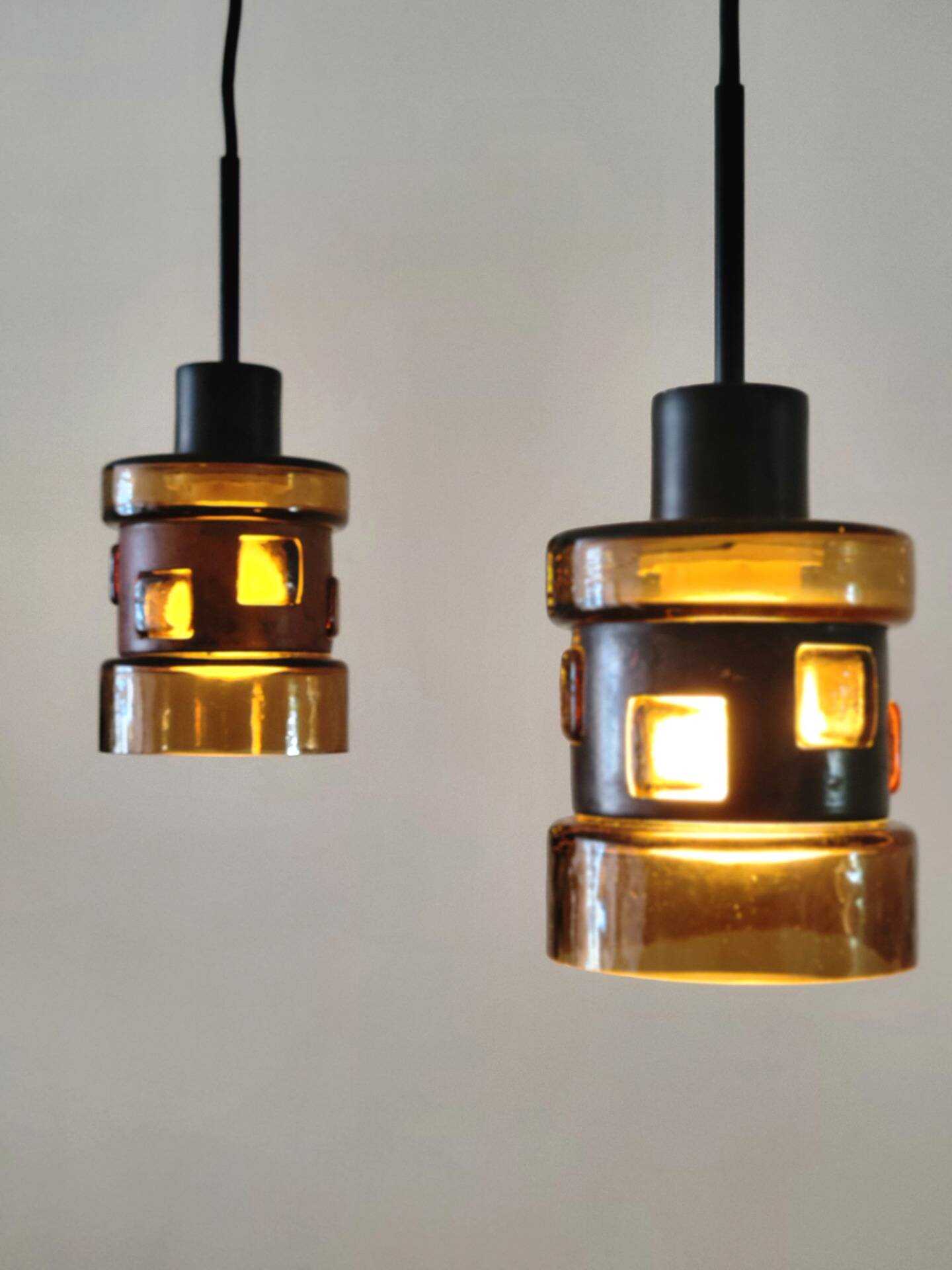 Set of 2 pendant lamps by Victor Bernt for Flygsfors, Sweden, 1960