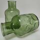 Deux vases verre moulé texturé vert années 70