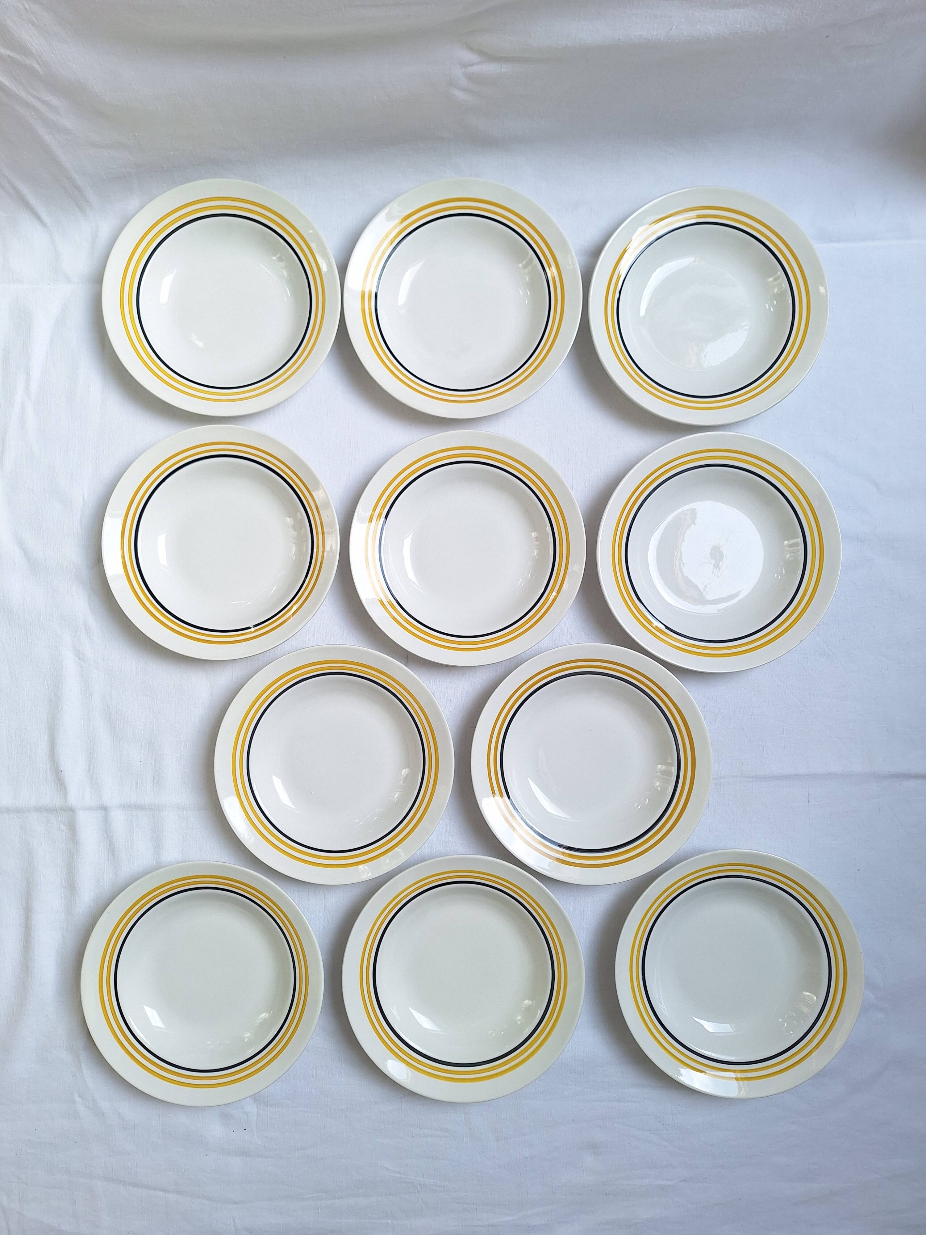 Assiettes creuses Moulin des Loups jaune moutarde