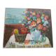 Hst nature morte signé helman xx : bouquet fleurs vase fruits panier fenêtr