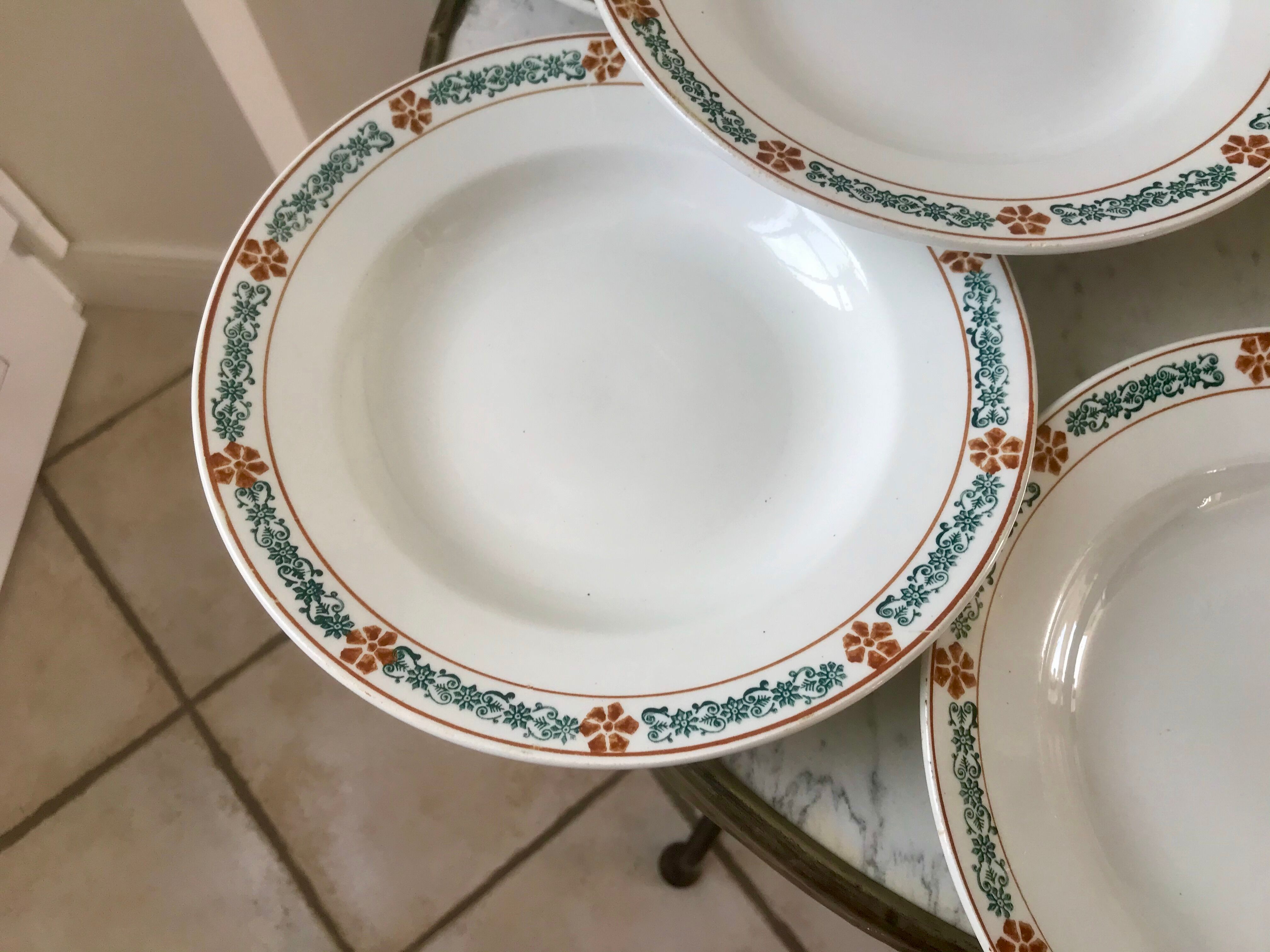 lot of 8 hollow plates Terre de Fer St Amand model "Molière" XXth