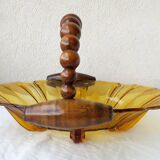 Plat en verre et bois
