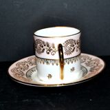 Litron cup from Limoges in porcelain with pink and gold decoration, signed Porcelaine d’Art PP.