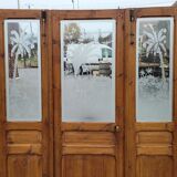 3 portes de séparation en verre gravé avec bâti
