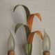 French vintage metal double wall light with peach and green leaves.