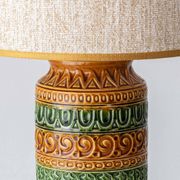 Lampe de table en céramique de style Bitossi des années 1960, émail vert ocre.
