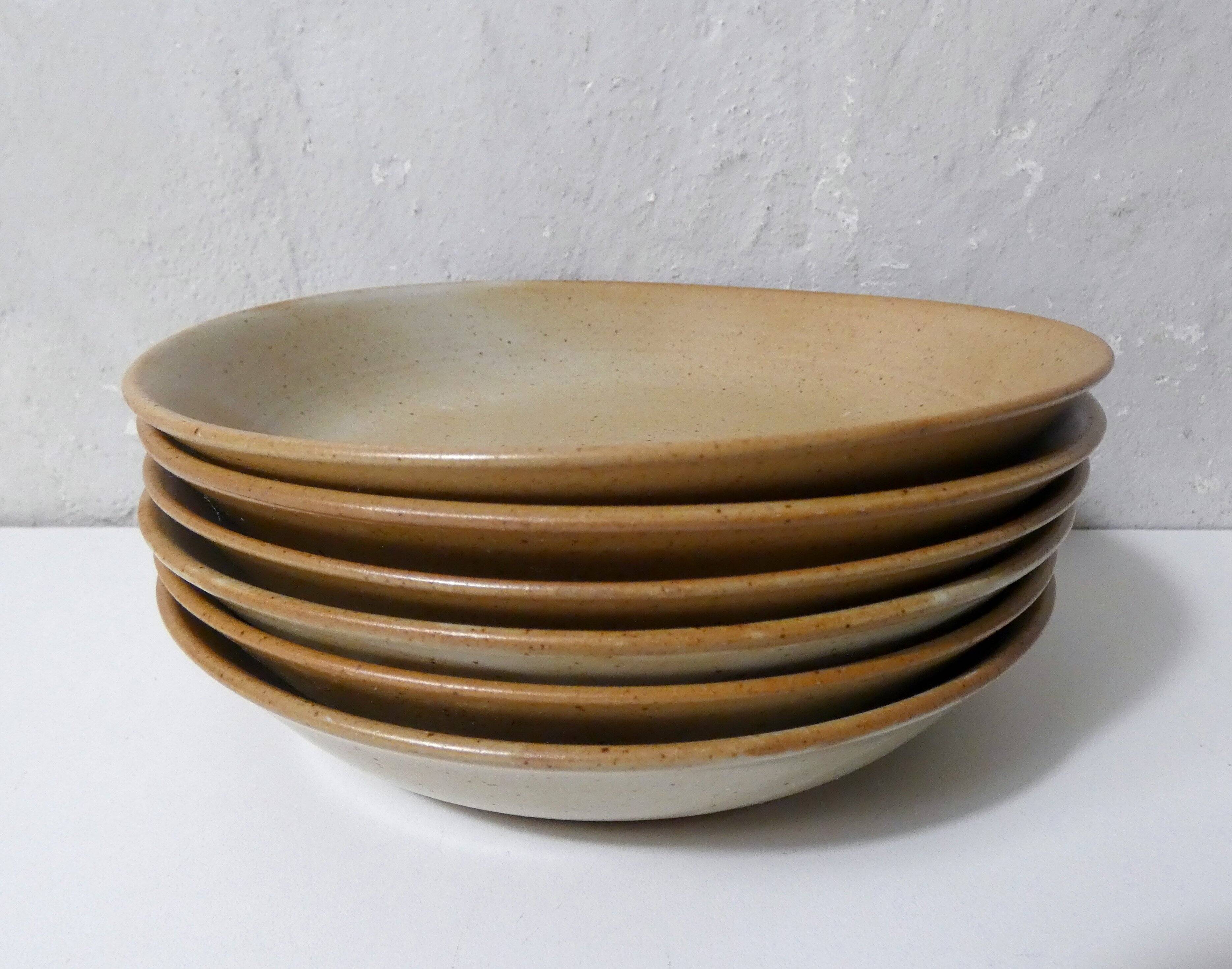 6 Vintage Village Stoneware Soup Plates