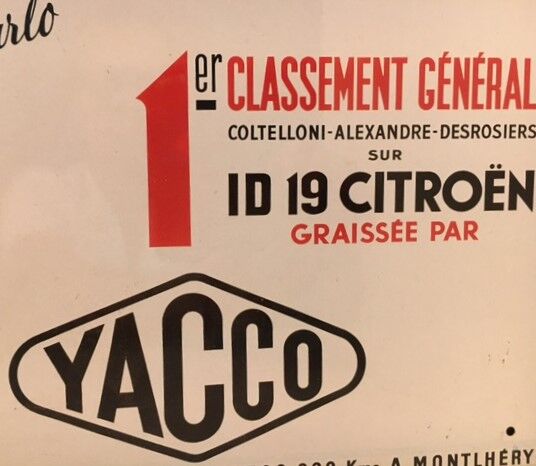Plate metal advertising Citroën Rallye Monte-Carlo 1959