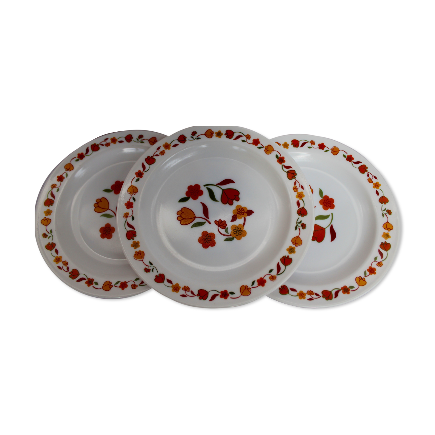 3  France tulip pattern dessert plates
