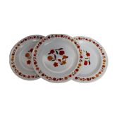 3 assiettes à dessert motif tulipe France