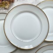 6 Small vintage French plates in golden white Limoges porcelain