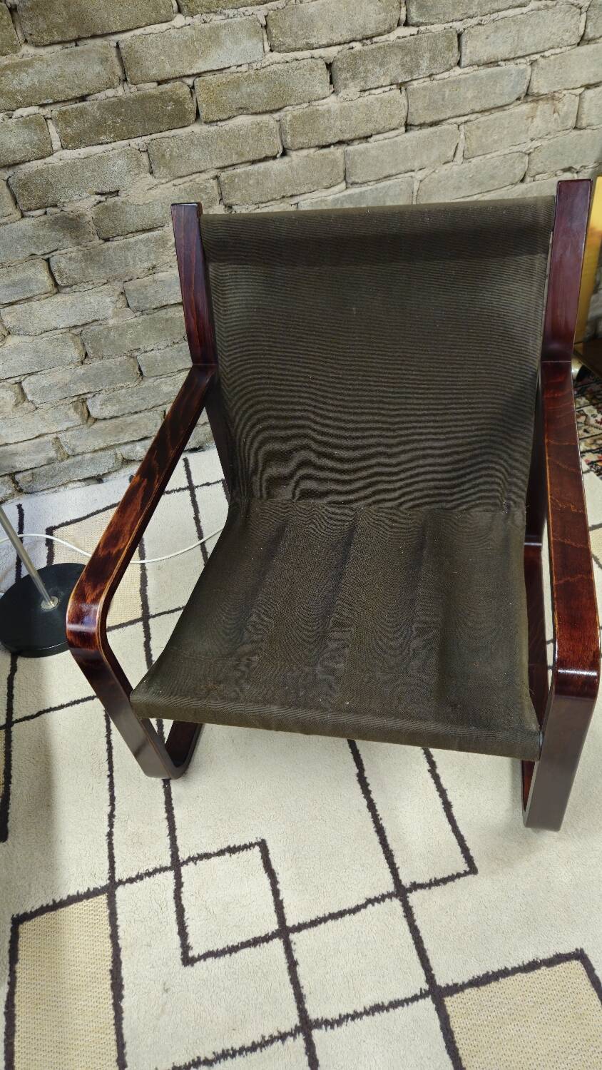 Pair of vintage 1970s faux leather armchairs