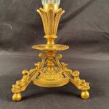 Cornet vase in gilded bronze and engraved crystal