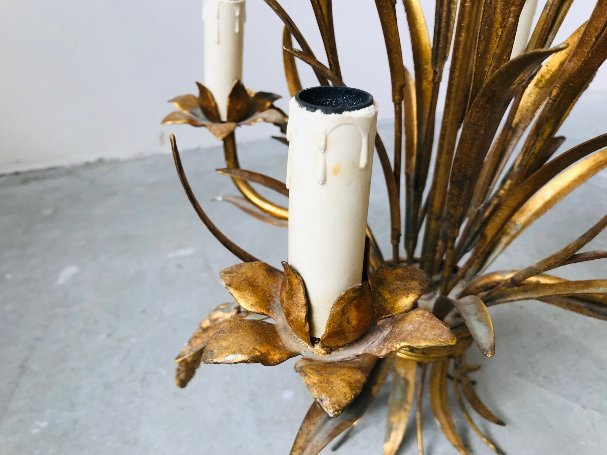 Chandelier ears of wheat in gilded metal, circa 1960