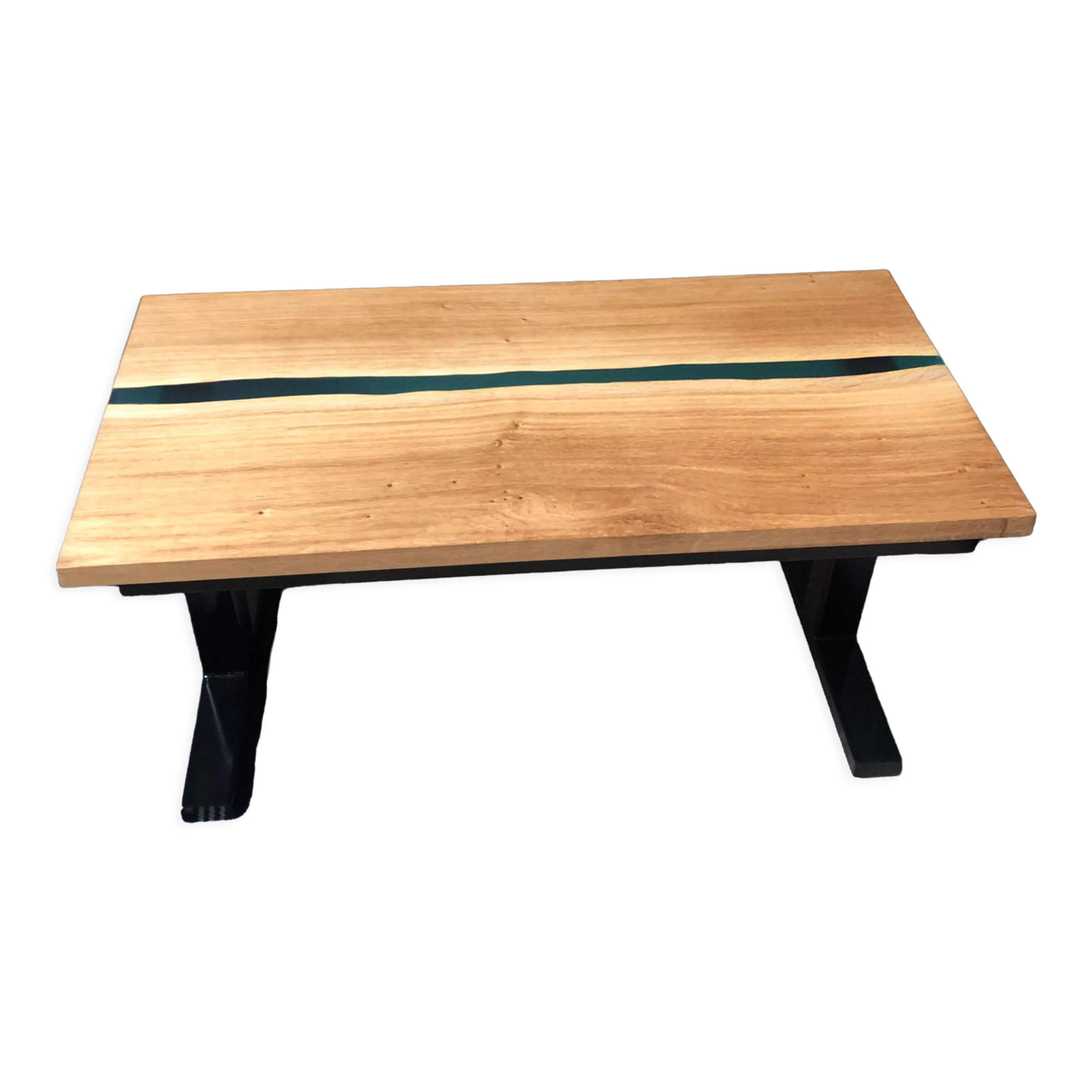 Solid oak epoxy coffee table
