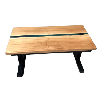 Solid oak epoxy coffee table