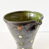 Black iridescent ceramic vase pitcher 1950
