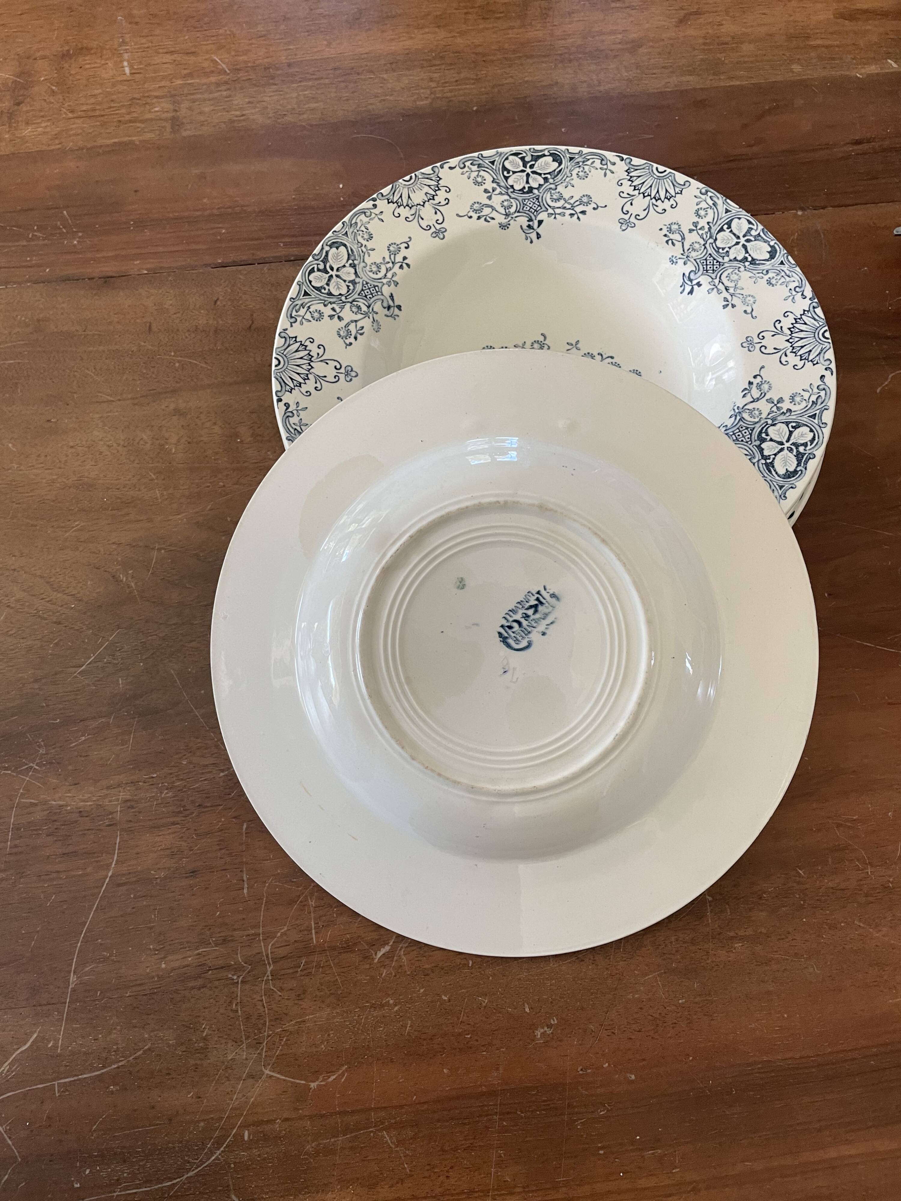 Six old K&G Lunéville hollow plates