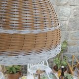 Duo of rattan hanging lamps