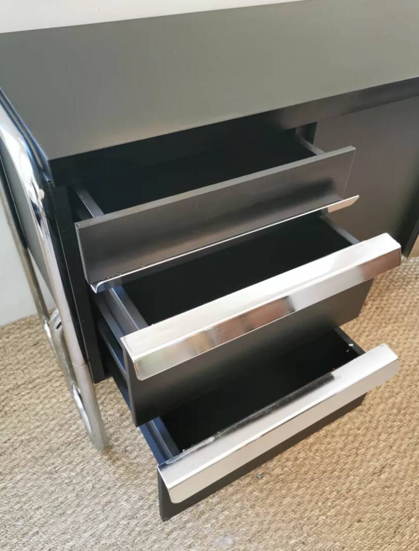 Vintage Bauhaus style metal sideboard from the 1970s