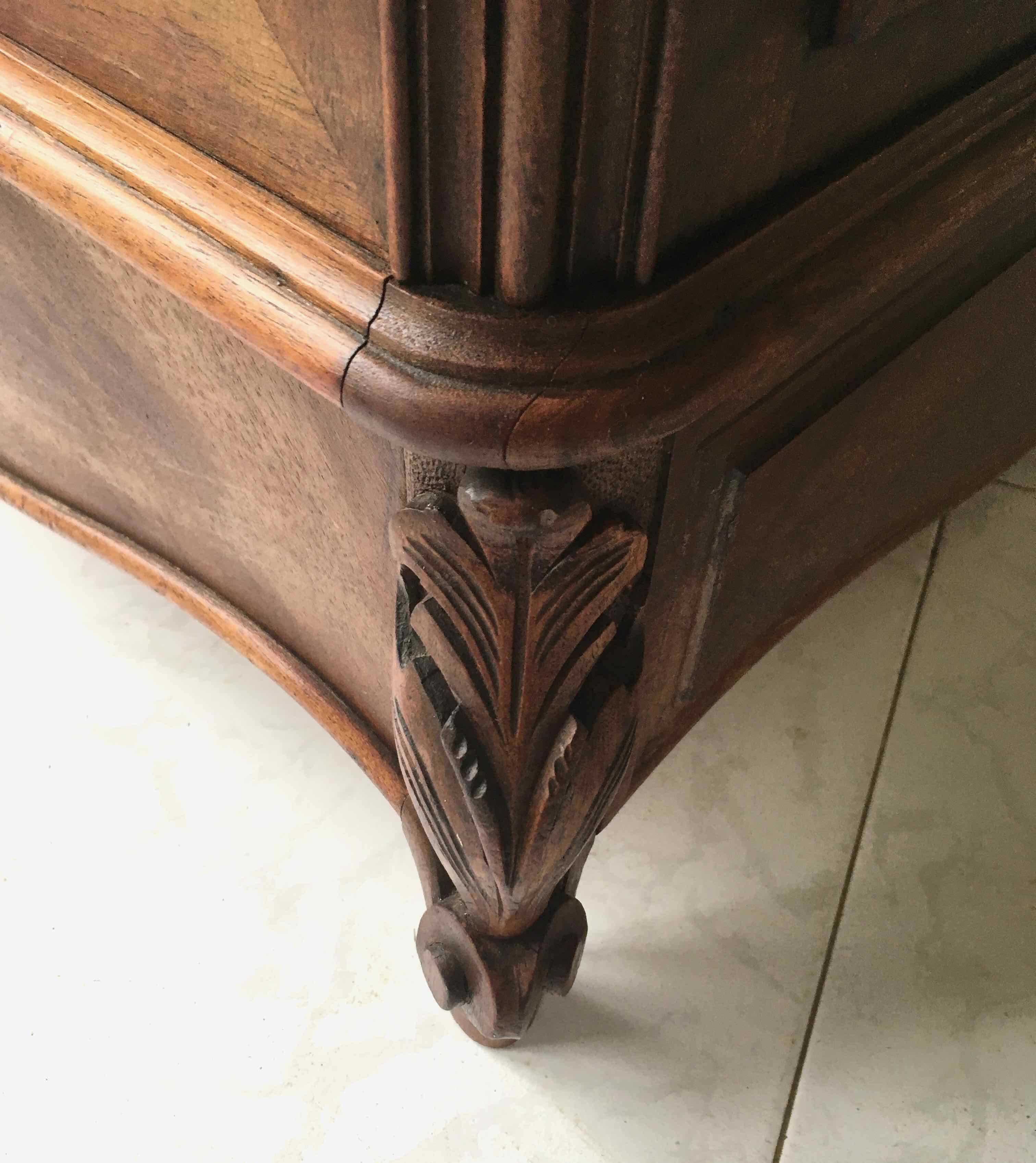 1940 chest of drawers inlaid wood and marble