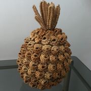 Trash in the form of the pineapple in natural fibers