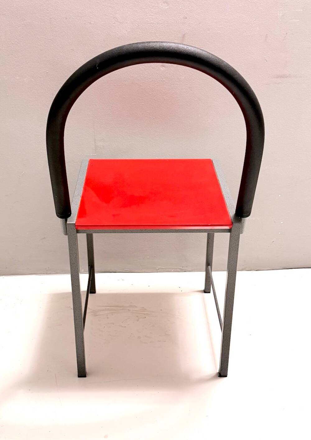 Ettore Sottsass style Red Vintage Side Chair, Laminate & Metal, Italy, 1980