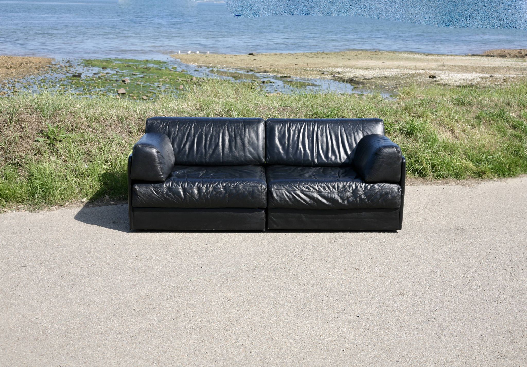 Canapé De Sede DS-76, cuir noir, modulable, Suisse, années 70
