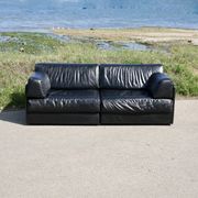 Canapé De Sede DS-76, cuir noir, modulable, Suisse, années 70