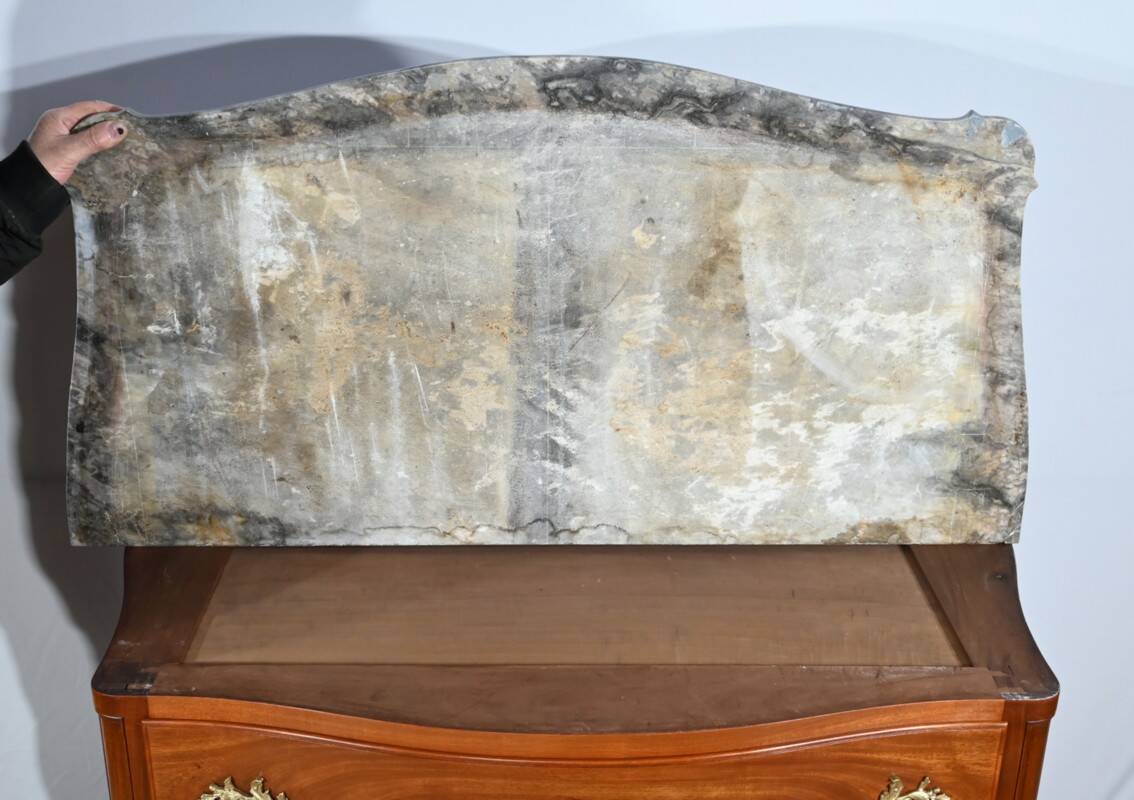 Sauteuse chest of drawers in solid mahogany, Louis XV style – Late 19th century