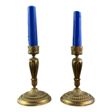 Pair of bronze table candlesticks late nineteenth century