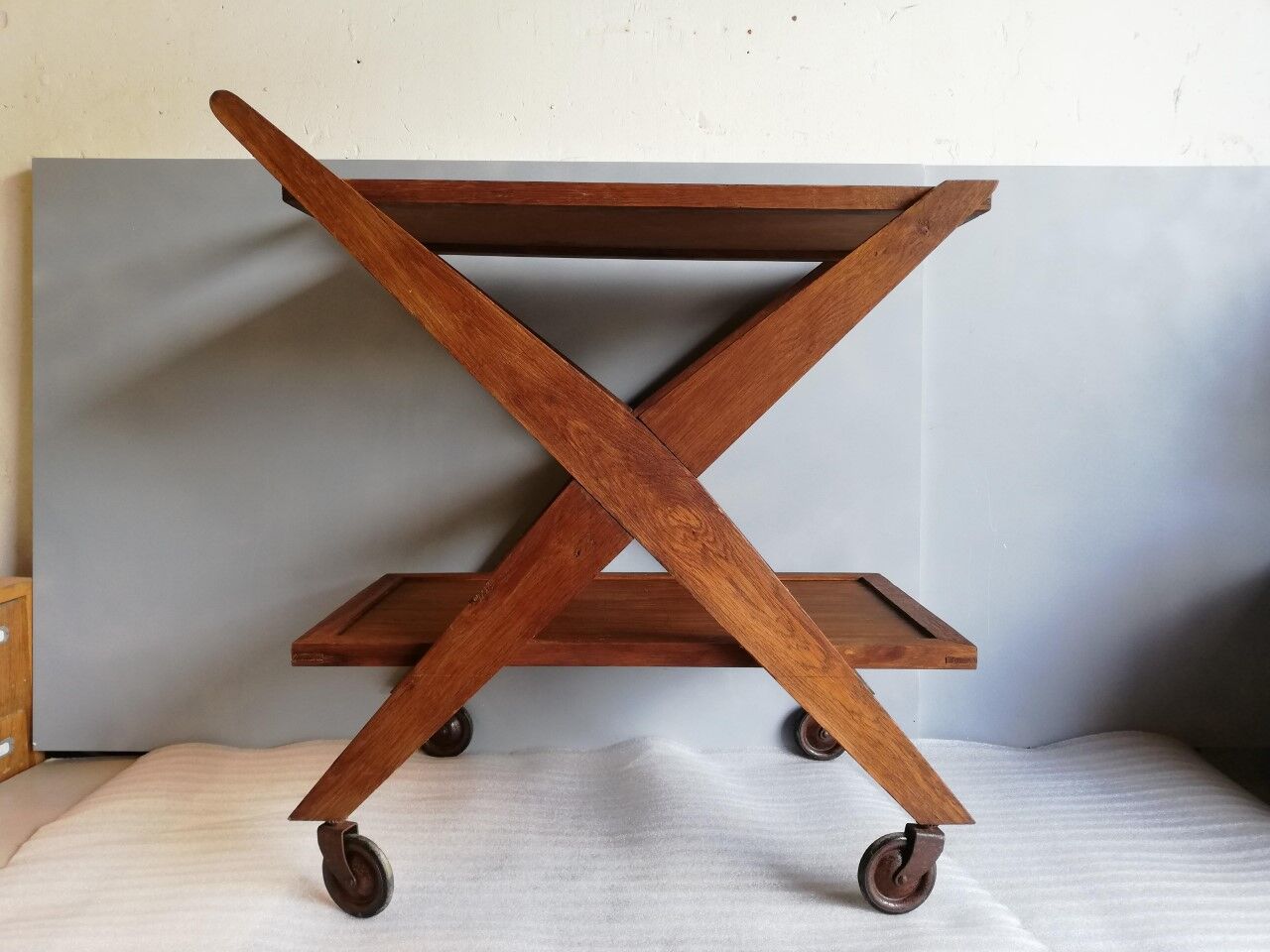 Solid oak serving table 1950s