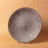 Round dish contemporary sandstone mosaic brown white vintage 1980