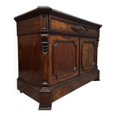 writing desk forming a secretary with a drop-down flap, in mahogany and veneer