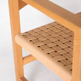 Pair of wooden and rope armchairs