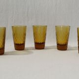 5 vintage amber glass shot glasses